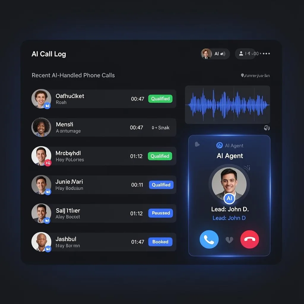 AI call log showing qualified HVAC leads in real time